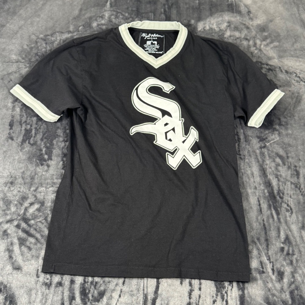 Wright & Ditson Chicago White Sox Shirt Mens L Black White Ringer Tee MLB